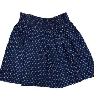 XXI Blue Y2K Cherry Floral Print Preppy Clueless Vintage Mini Skirt Sz S